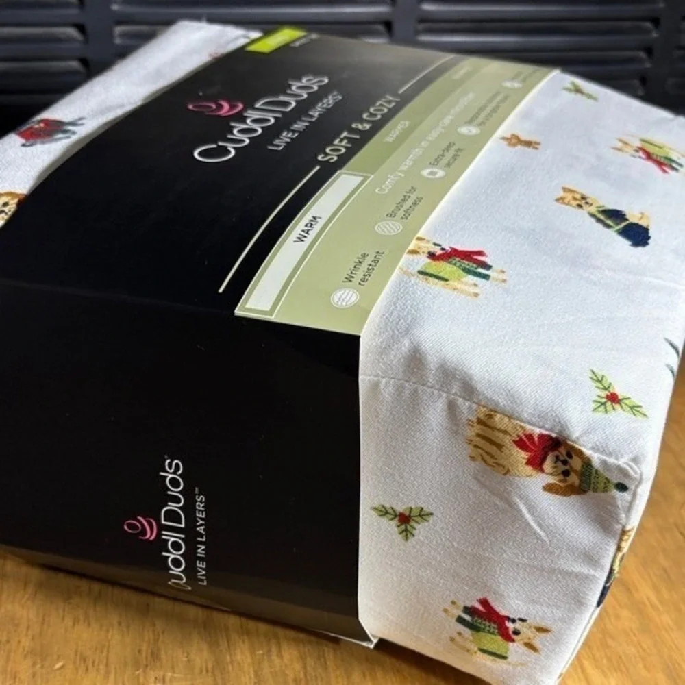 Cuddl Duds King Sheet Set Microfiber Christmas Dogs Adorable GIFT NEW